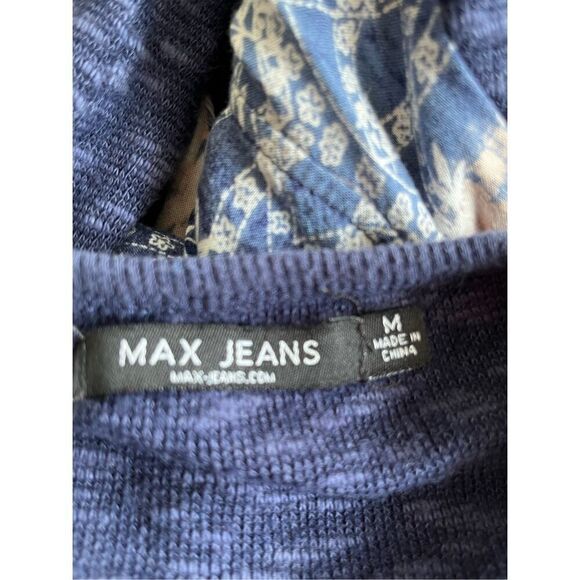 Max Jeans Women's M Heather Knit Lightweight Pullover Blue Marl Boho Panel Back - Picture 4 of 6